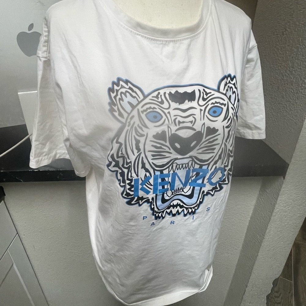 Kenzo Kids White and Blue Tiger Tee